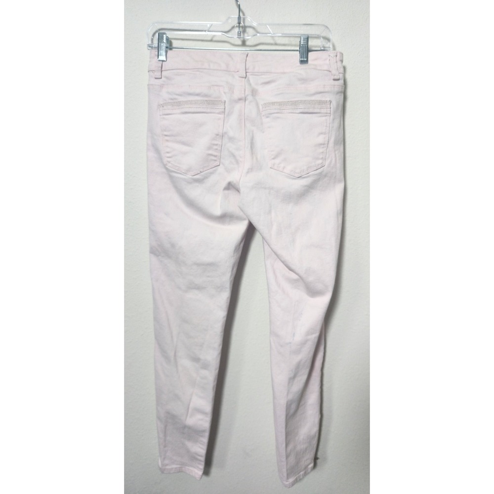 White House Black Market Pink Jeans Size 6 Skinny Ankle Gold Zip Leg Metallic - Picture 6 of 11
